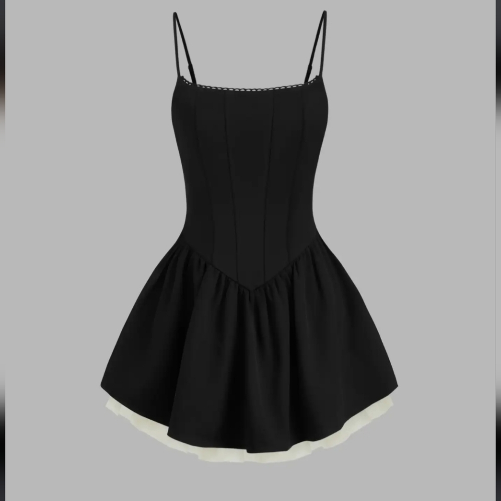 Cider Square Neck Bowknot Ruffle Layered Mini Dress